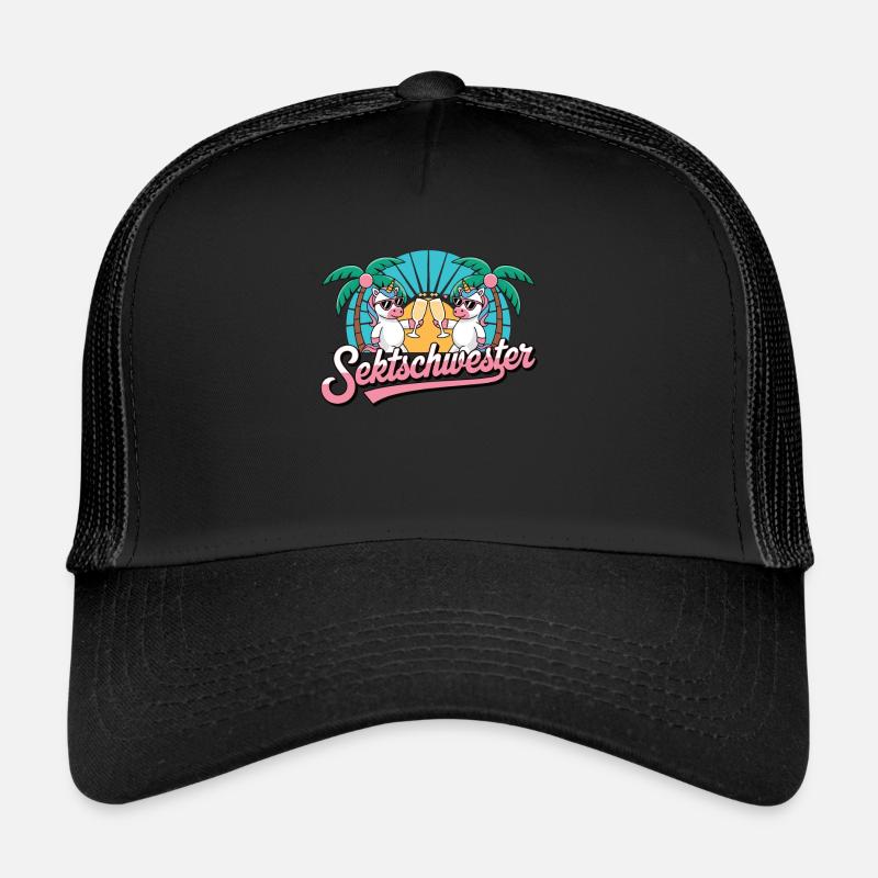 Sektschwester Freundin Saufen Bier Alkohol Party E Trucker Cap