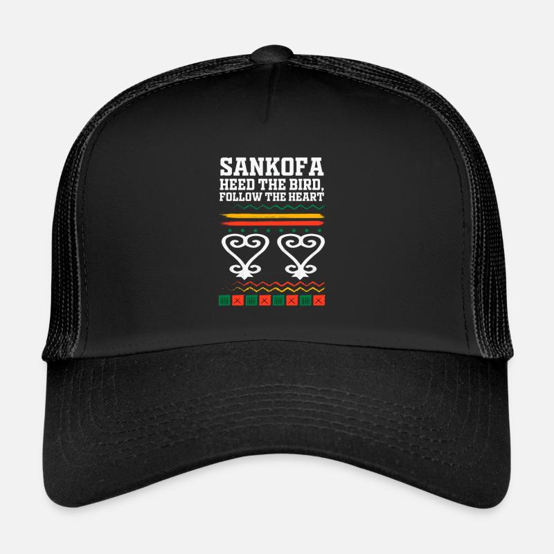 Sankofa Symbol Adinkra Ghana Black Trucker Cap
