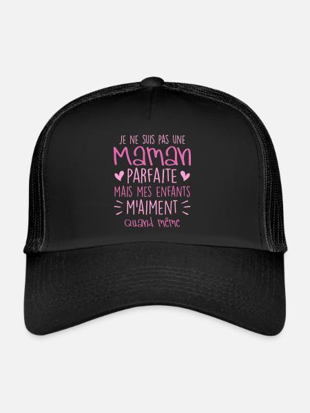 pas une Maman parfaite, citation maman enfant - Casquette trucker  - noir/noir - Devant