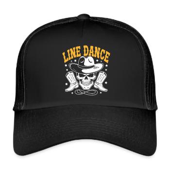 Line Dance Skull with Stetson and Boots and Lasso - Trucker Cap - black/black - Front