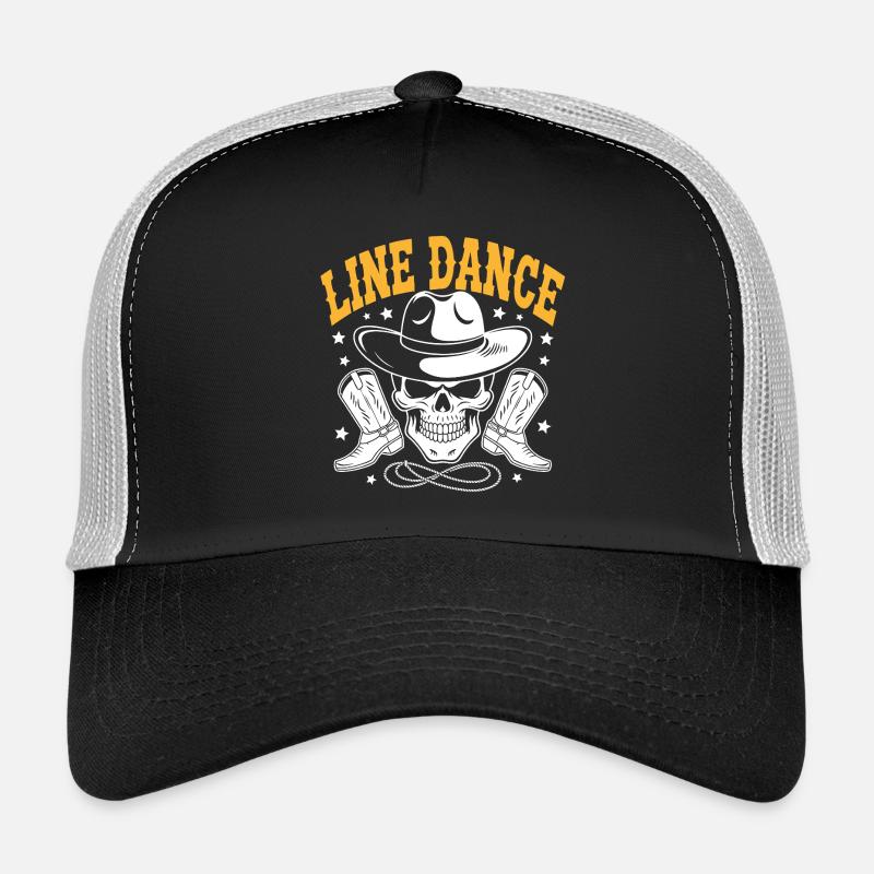 Line Dance Skull with Stetson and Boots and Lasso Trucker Cap
