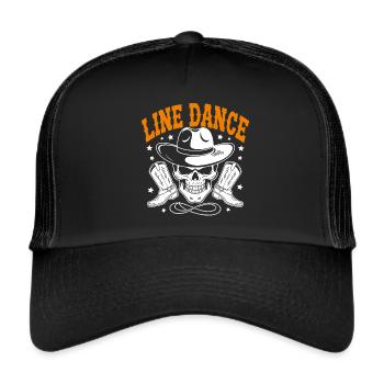 Line Dance Skull with Stetson and Boots and Lasso - Trucker Cap - black/black - Front