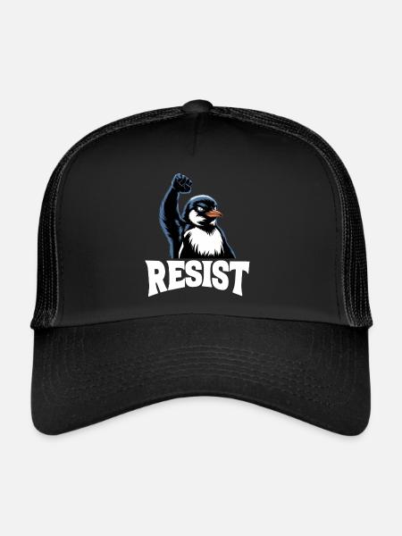 Penguin Protests Resistance Taxes - Trucker Cap - black/black - Front