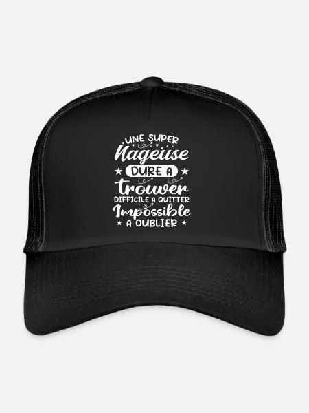 Une Super Nageuse - Cadeau nageuse - Casquette trucker  - noir/noir - Devant