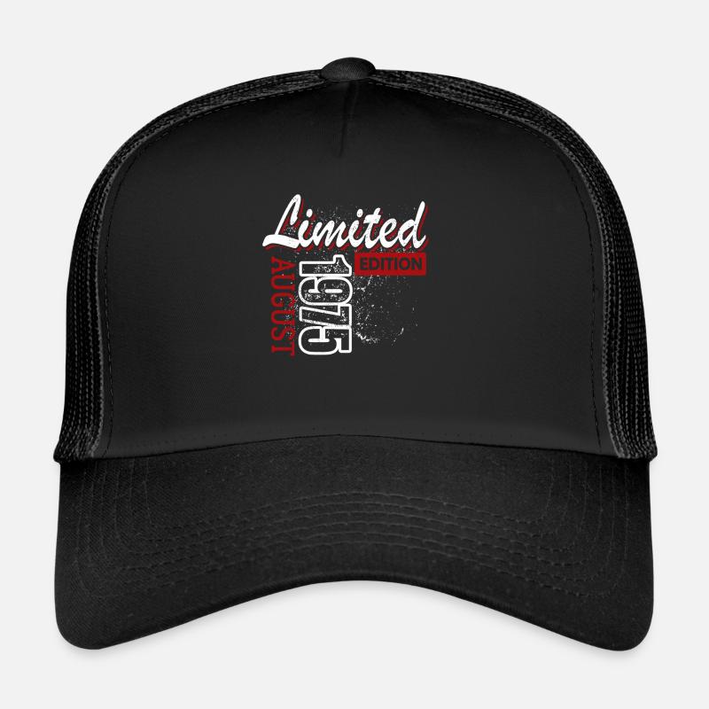 Limited Edition August 1975 Geburtstag Geschenk - Trucker Cap - Schwarz/Schwarz