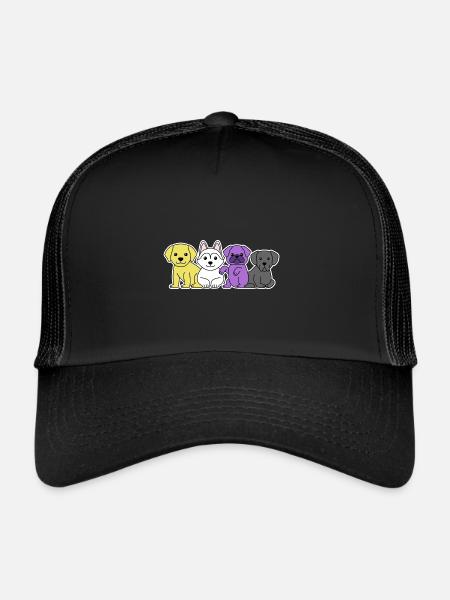 Non-binary flag dog design for proud Enbys - Trucker Cap - black/black - Front
