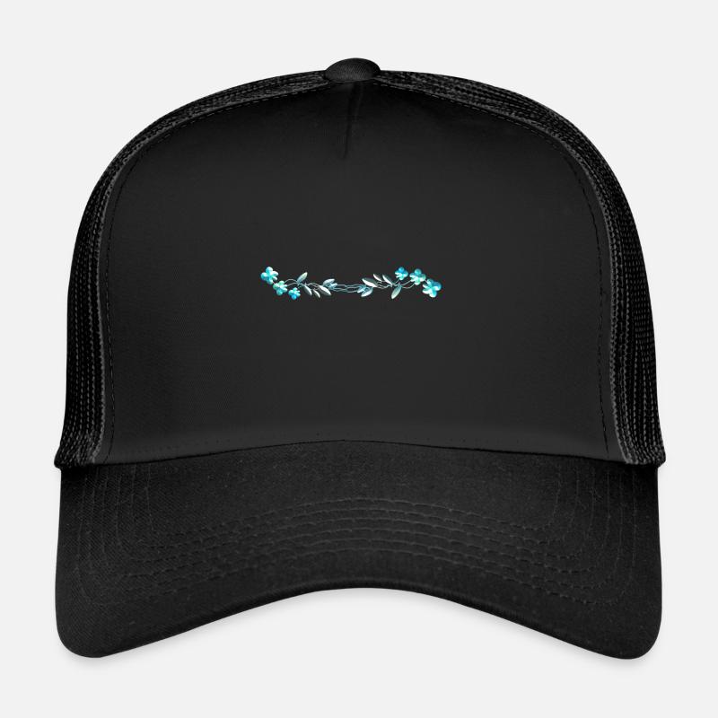 blaue Blumen Strich blüten Trucker Cap