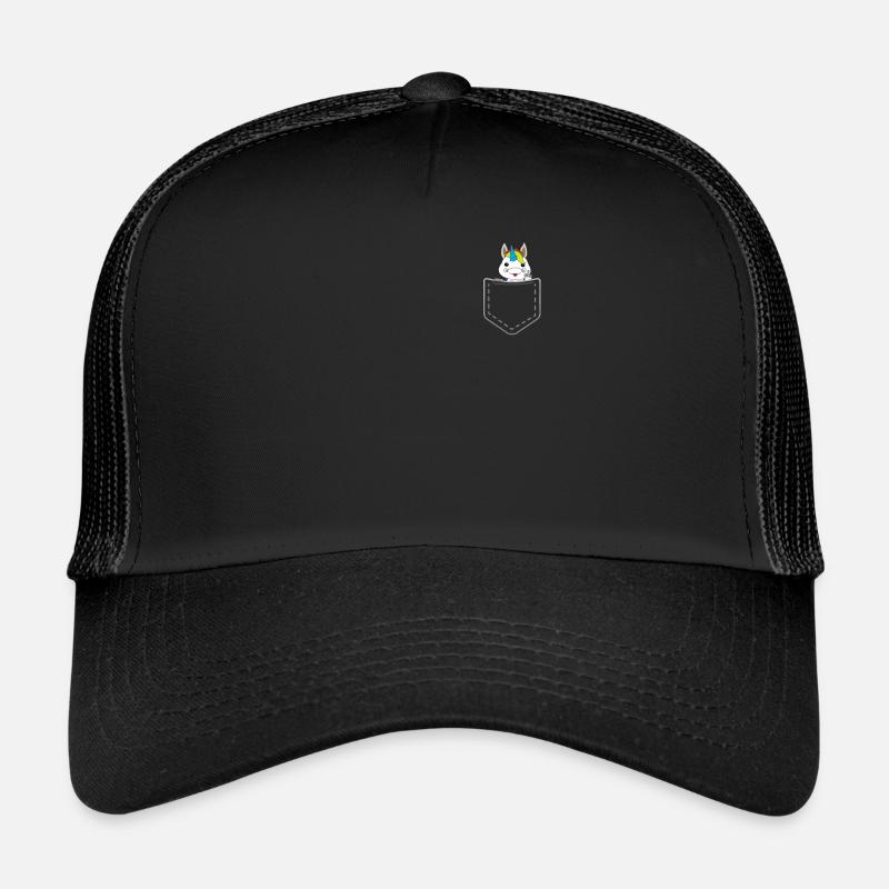 Einhorn Pocket Mittelfinger Einhörner Geschenk - Trucker Cap - Schwarz/Schwarz