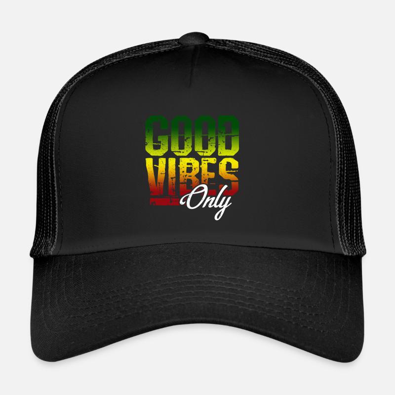 Good Vibes Only - Reggae Musik Jamaika Rasta Dub - Trucker Cap - Schwarz/Schwarz
