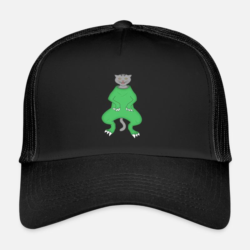 Katze Verkleidung Dinosaurier - Trucker Cap - Schwarz/Schwarz