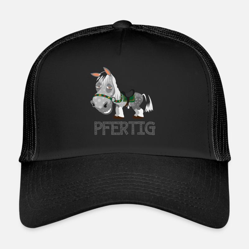 Pfertig Shirt · Style · Tierfreund Geschenk - Trucker Cap - Schwarz/Schwarz