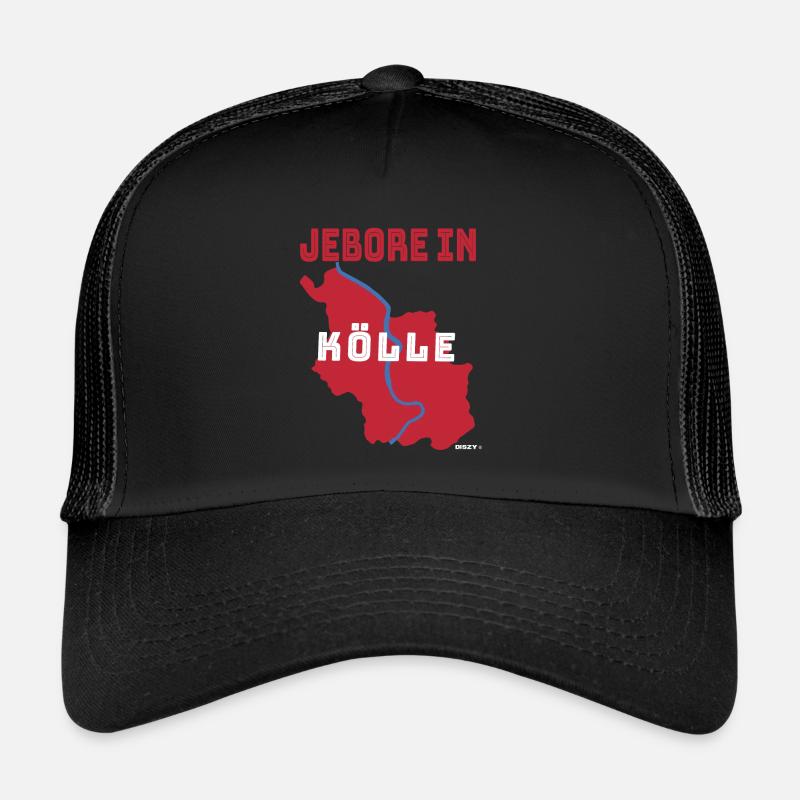 Jebore à Cologne Né à Cologne Heimatliebe Kölsch - Casquette trucker  - noir/noir