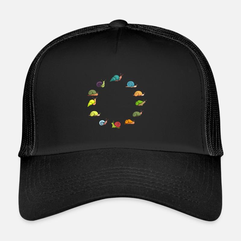 Snails snail shell snail garden - Trucker Cap - black/black