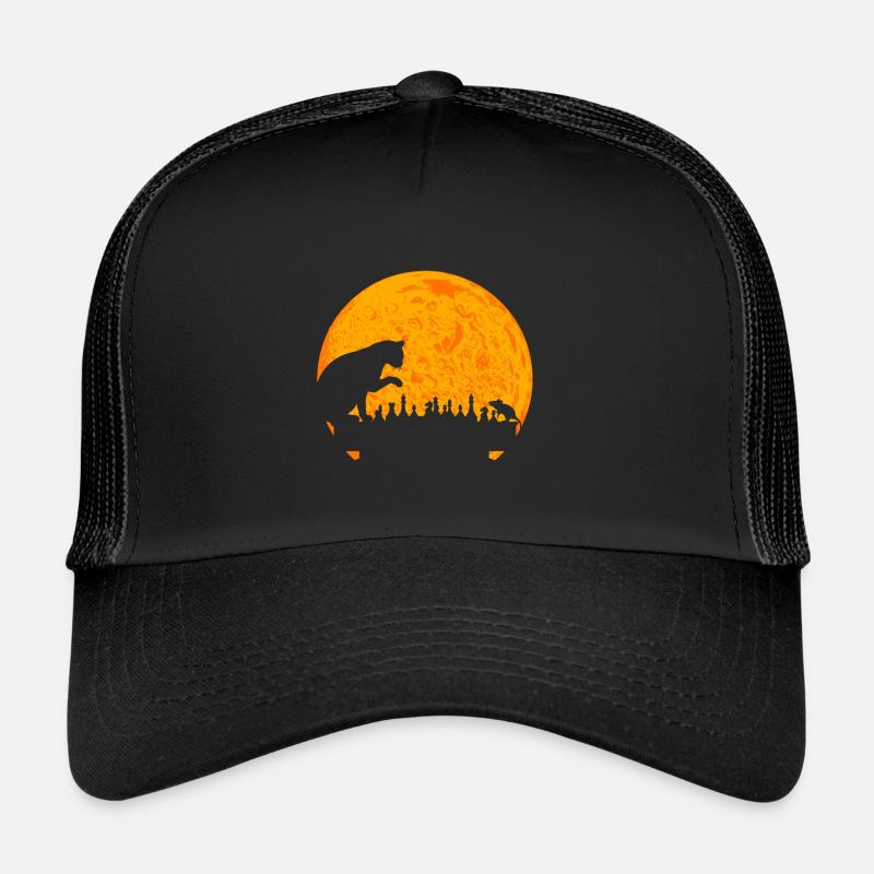 Schachspiel Katze Maus Schachbrett Schachfiguren - Trucker Cap - Schwarz/Schwarz