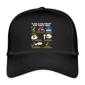 Oiseau, Chardonneret, idée cadeau passion animaux - Casquette trucker  - noir/noir - Devant
