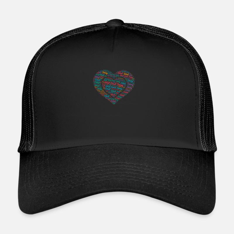 WCS Dance West Coast Swing Dance Heart Cadeau - Casquette trucker  - noir/noir