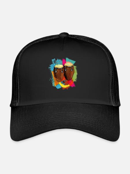 Conga Drums Musique latine Tumbadora - Casquette trucker  - noir/noir