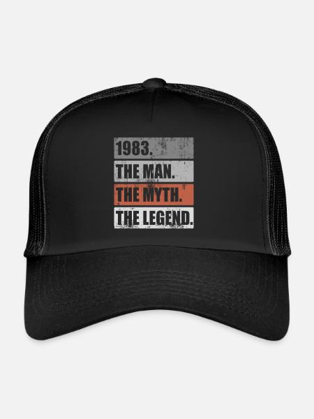 Born 1983 Man Myth Legend Birthday - Trucker Cap - black/black - Front