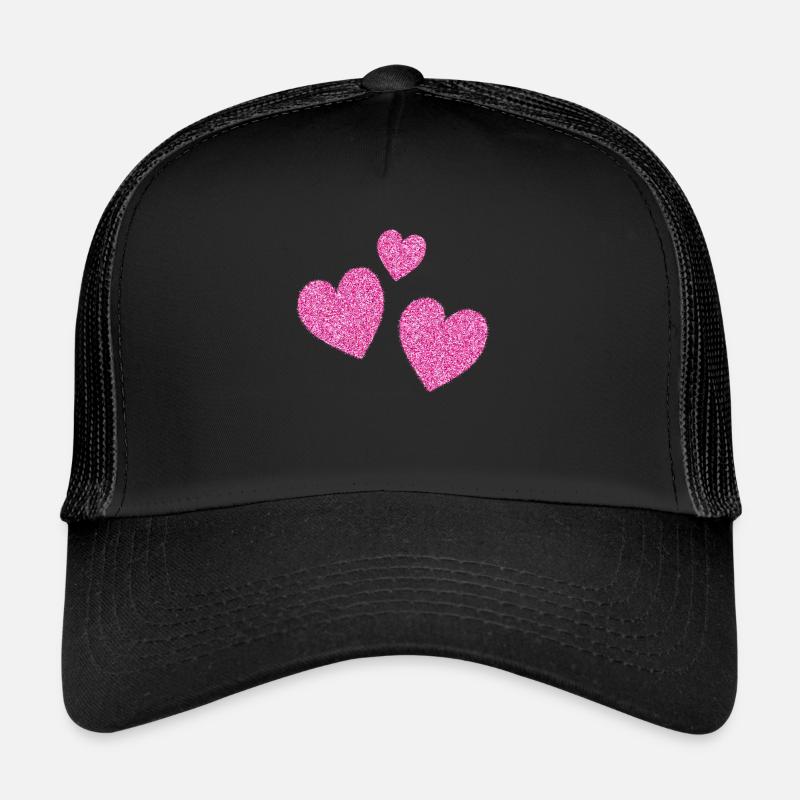 3 pinke glitzernde herzen herz Trucker Cap