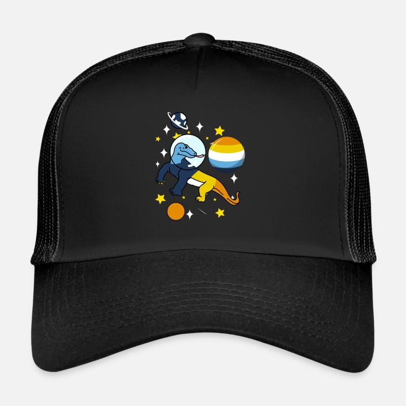 Komodowaran Astronaut Aroace - Trucker Cap - Schwarz/Schwarz