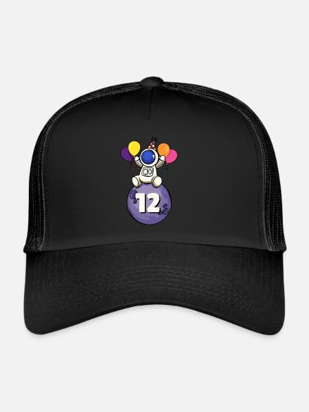 12 years old space birthday 12th birthday - Trucker Cap - black/black - Front