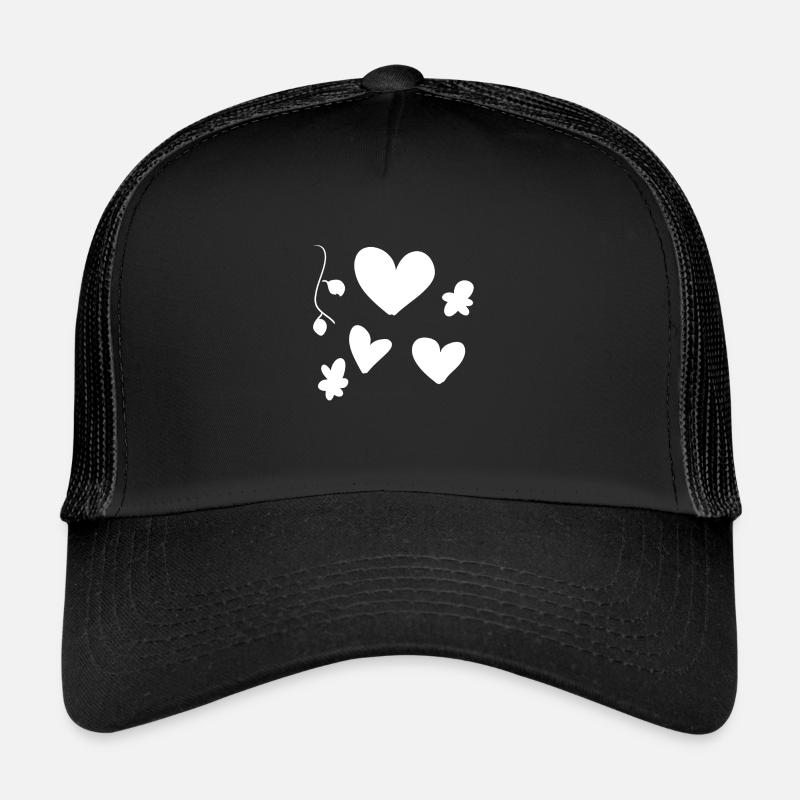 Heart Symbols Leaves Branch Trucker Cap