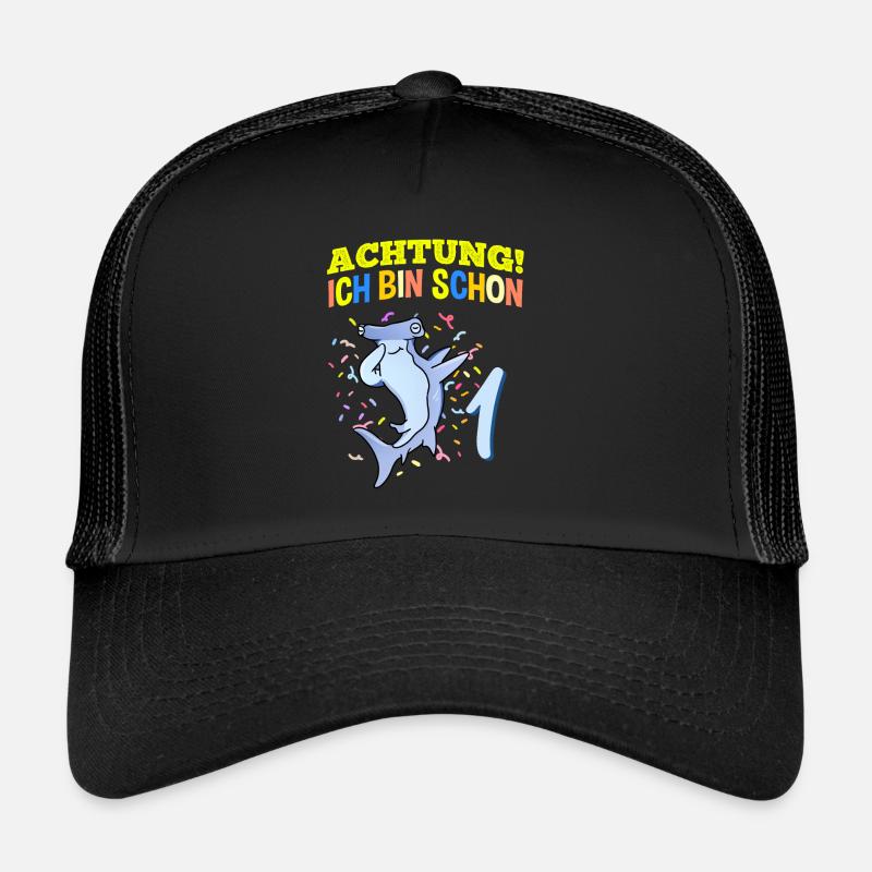 Achtung Ich Bin Schon 1 Geburtstag Hammerhai Trucker Cap