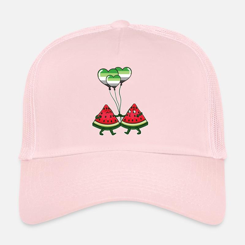 Pair of Watermelon Aromantic Pride Trucker Cap
