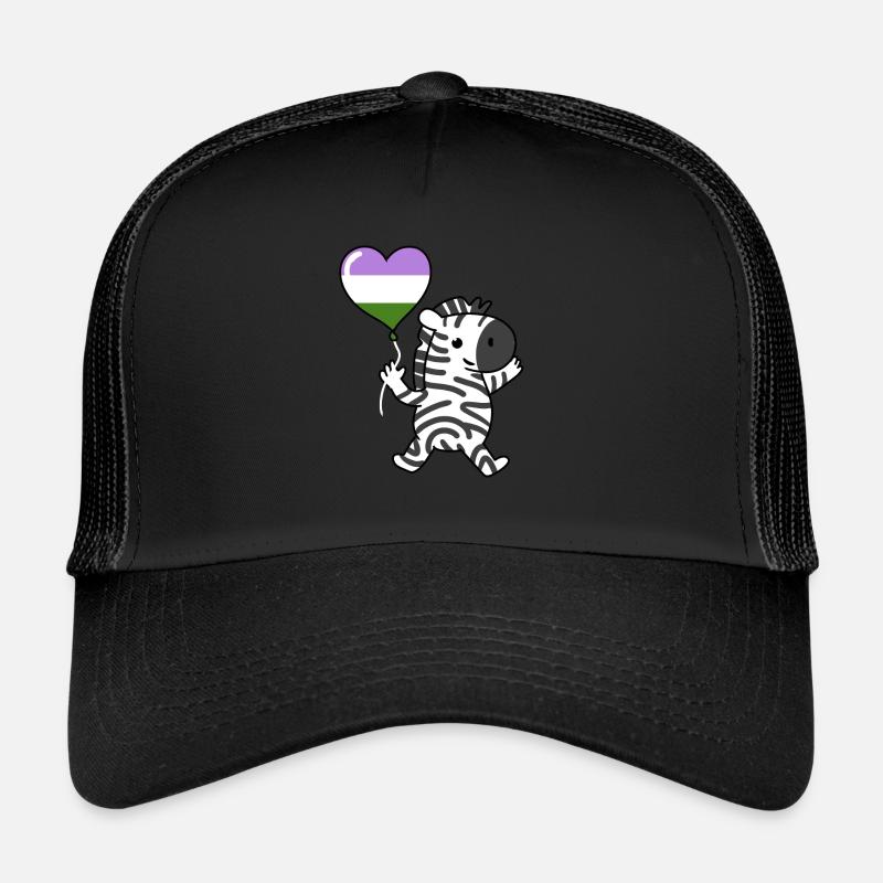 Zebra Heart Balloon Genderqueer Pride Trucker Cap