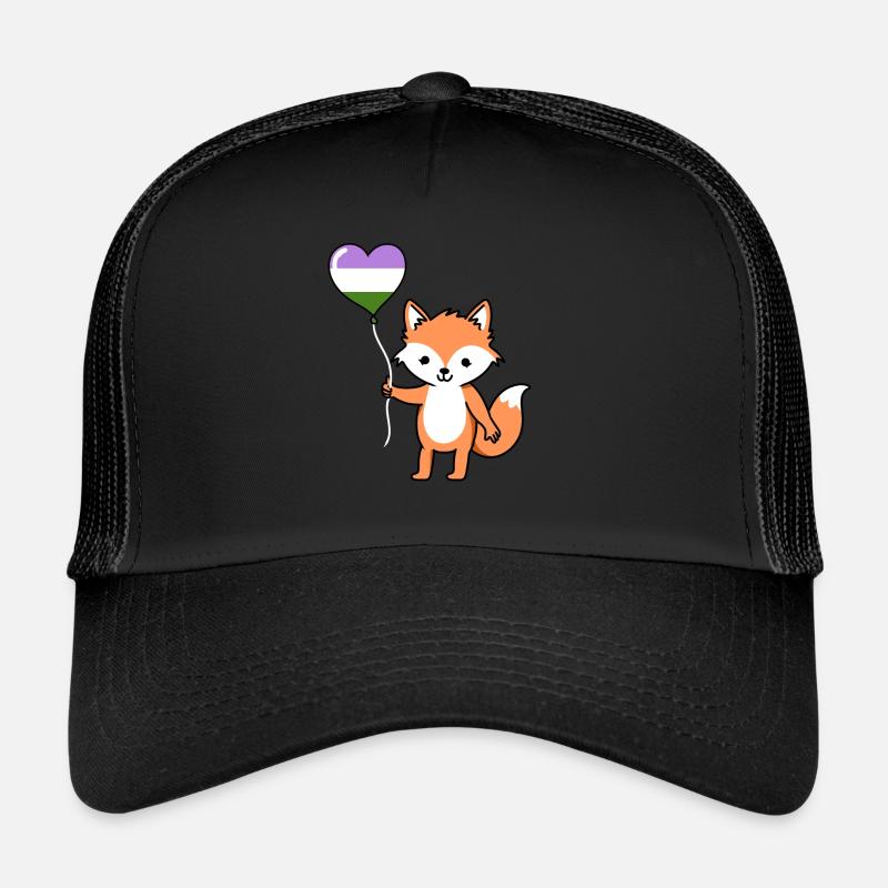 Fox Heart Balloon Genderqueer Pride Trucker Cap