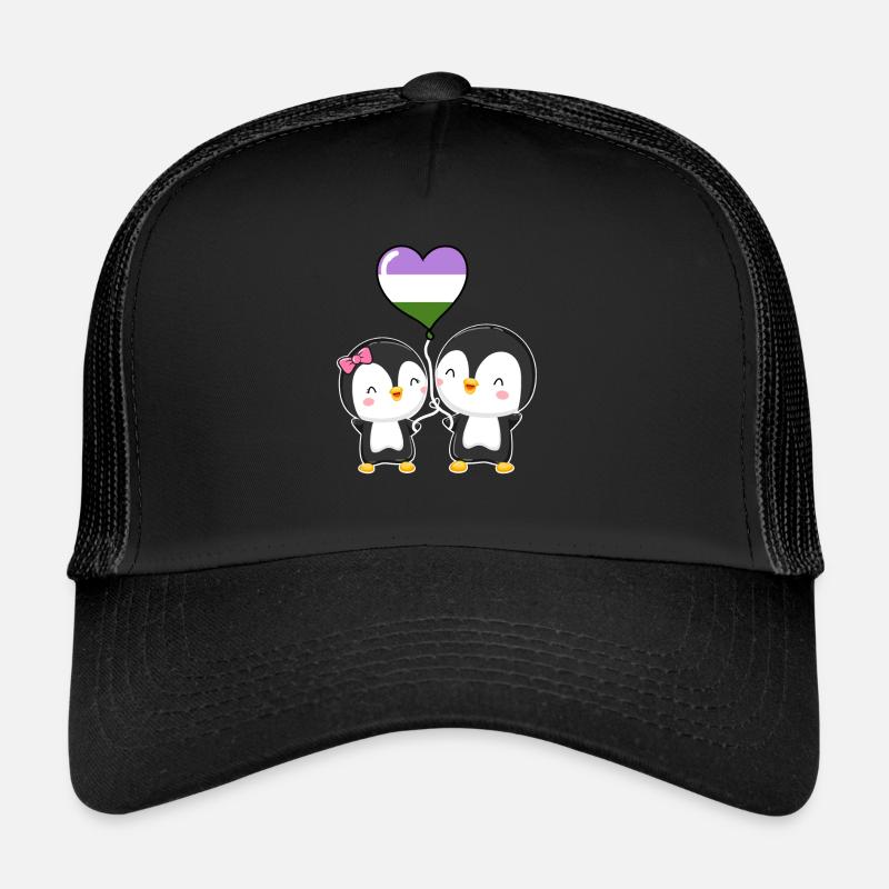Genderqueer Pride Pinguin-Paar Trucker Cap