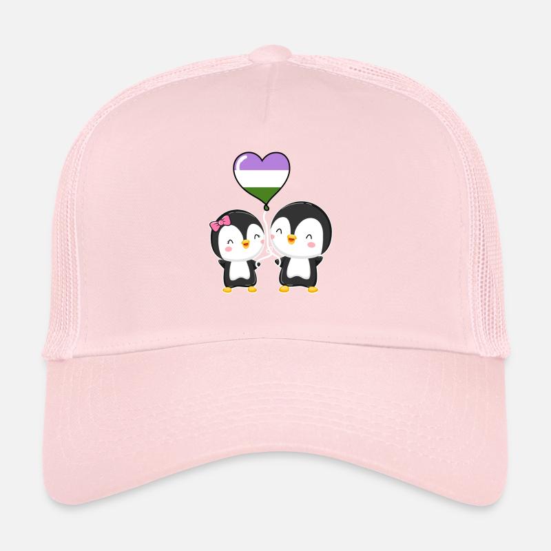 Genderqueer Pride Penguin Pair Trucker Cap