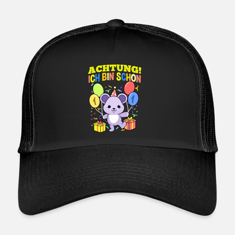 Achtung Ich Bin Schon 1 Geburtstag Maus - Trucker Cap - Schwarz/Schwarz