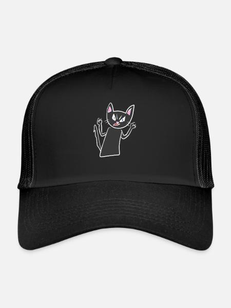 Symbole de chat animal gris rage en colère - Casquette trucker  - noir/noir - Devant