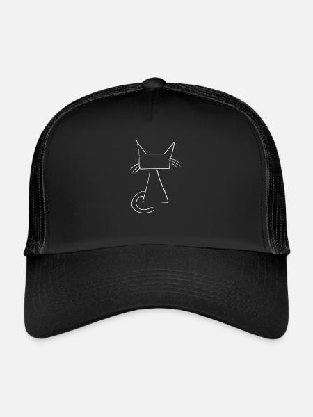 Chat Cartoon Symbole Angular Animal - Casquette trucker  - noir/noir - Devant