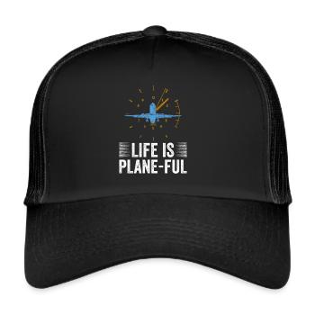 Airline Pilot Aviation Flugkapitän Jumbo Jet - Trucker Cap - Schwarz/Schwarz - Vorne