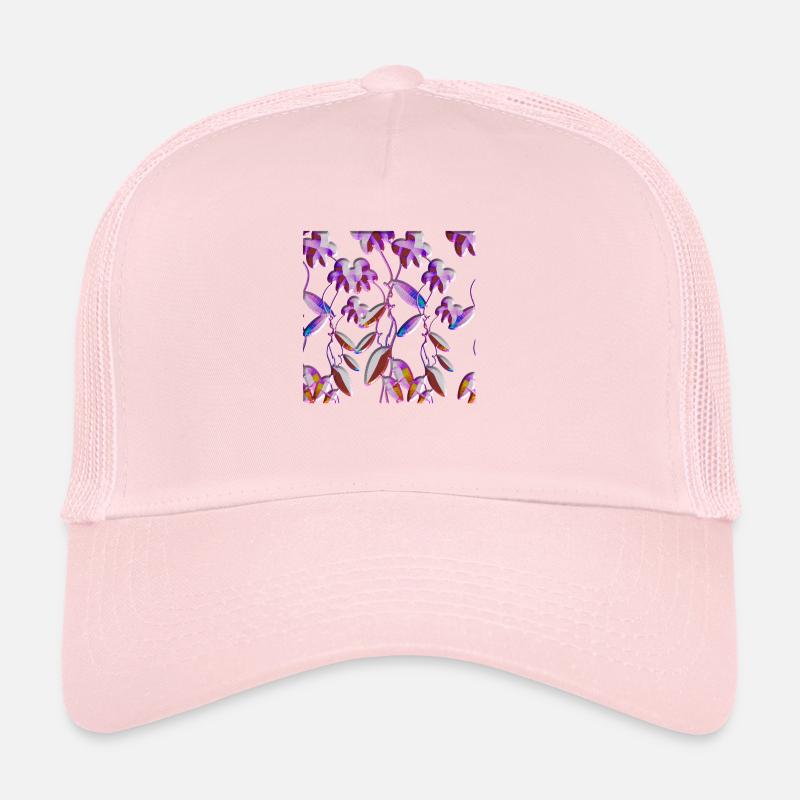 purple flowers pattern glitter plant Trucker Cap