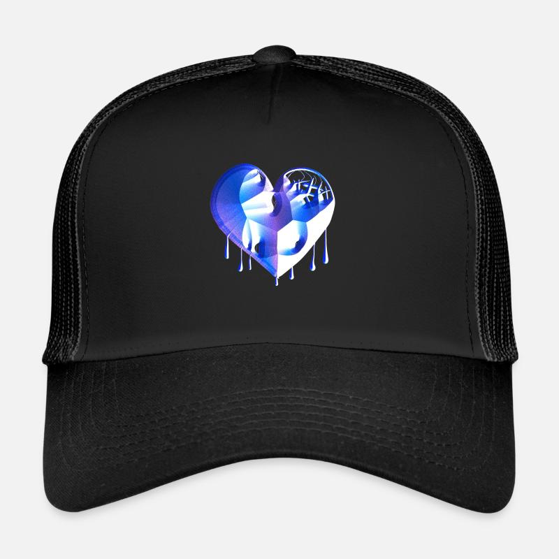 heart symbol broken blue scars Trucker Cap