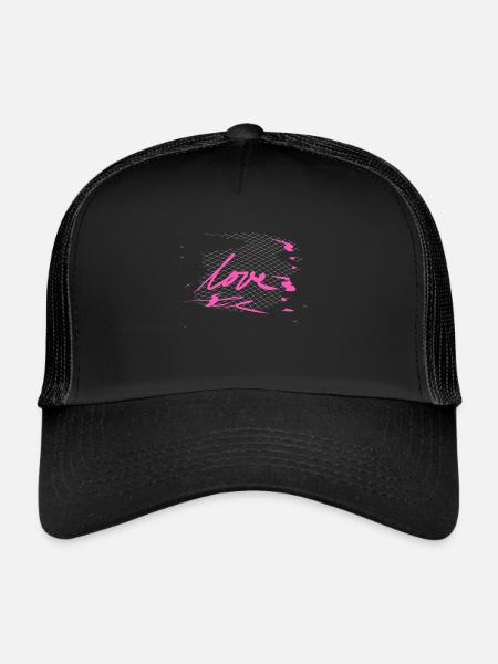 crosses pattern cross love word - Trucker Cap - black/black - Front
