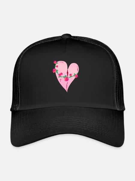 coeur roses cicatrices icône rose - Casquette trucker  - noir/noir - Devant