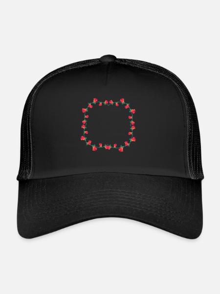 Frame Rose Flower Rose Square Flowers - Trucker Cap - black/black - Front