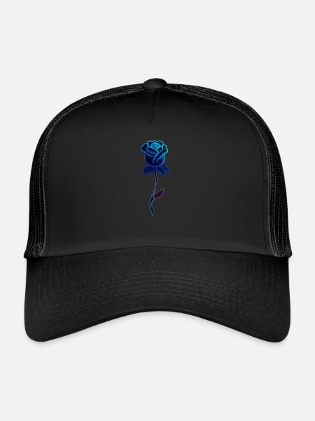 Fleur de rose plante bleue - Casquette trucker  - noir/noir - Devant