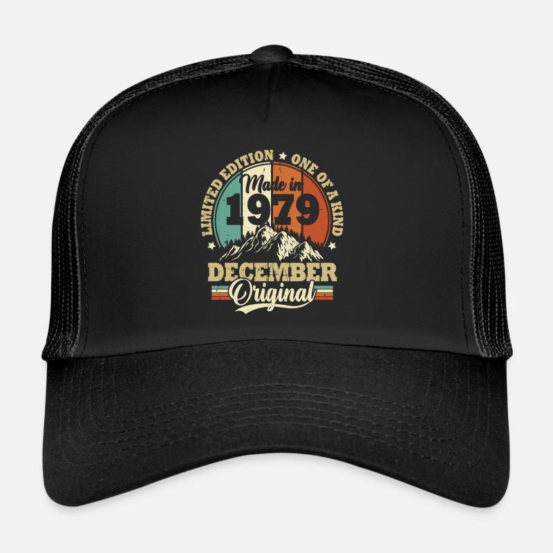 Geburtstagsgeschenk Dezember 1979 Vintage Retro - Trucker Cap - Schwarz/Schwarz