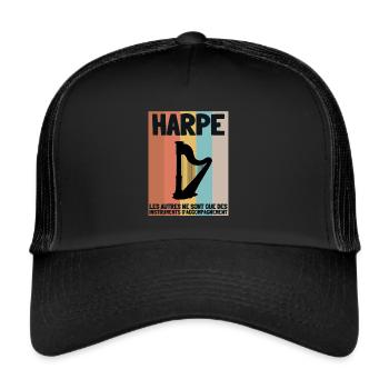 Harp Orchestre Homme Femme Enfants Cadeau - Trucker Cap - Schwarz/Schwarz - Vorne