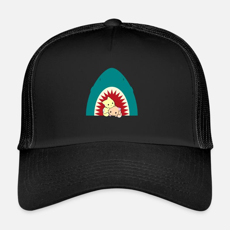 Shark Eating Cat Trucker Cap