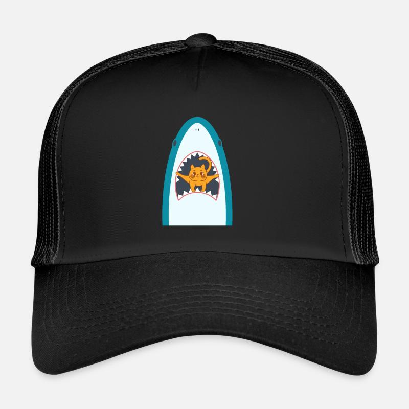 Shark Eating Cat Trucker Cap