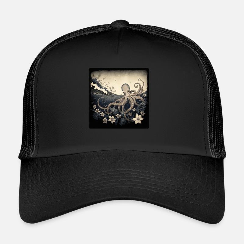 Oktopus - Trucker Cap - Schwarz/Schwarz