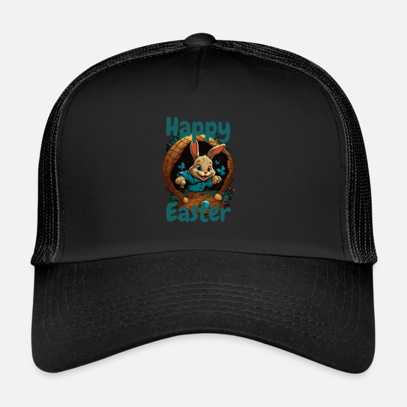 joyeuses Pâques Lapin de Pâques dans le panier de Pâques Lapin Pâques Casquette trucker 