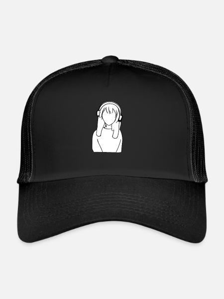 Manga Fille Casque dessin animé anime - Casquette trucker  - noir/noir - Devant