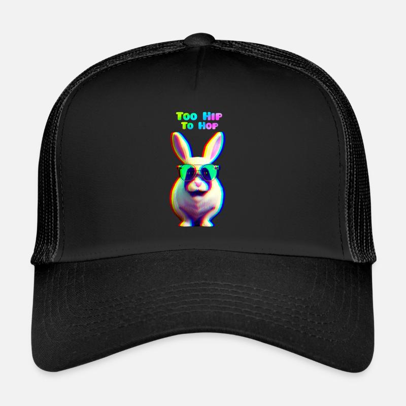 Cooler Osterhase mit Sonnenbrille - Trucker Cap - Schwarz/Schwarz